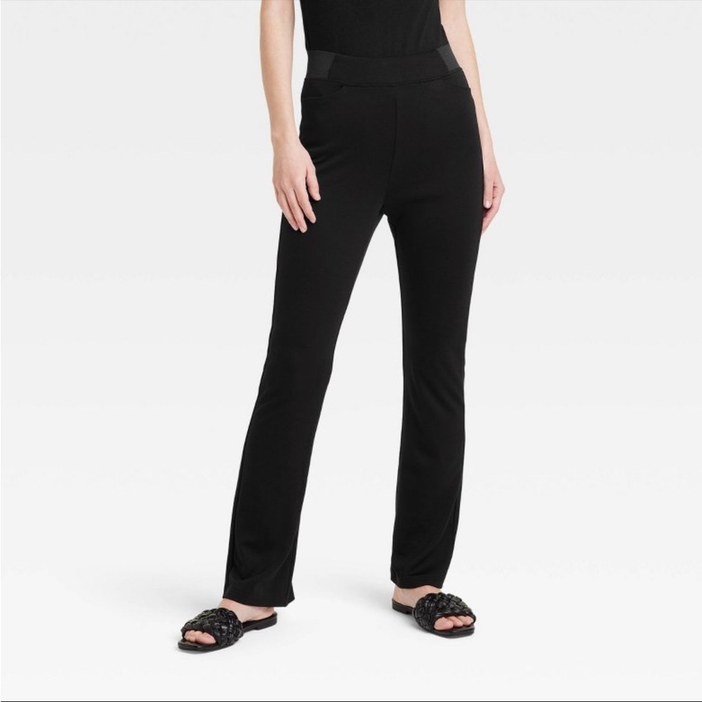 a new day High Waisted Black Pull-On Ponte Flare Legging Pants w/Pockets Stretch